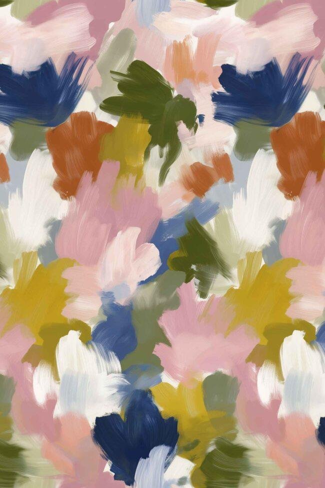 Abstract flower brushstrokes in earthy hues