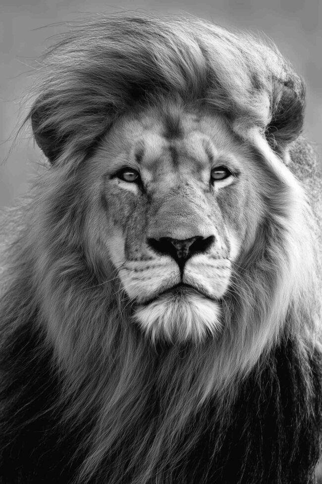 Lion with windswept mane