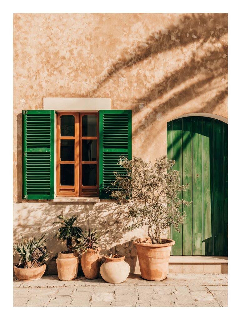 Rustic travel scene in warm hues