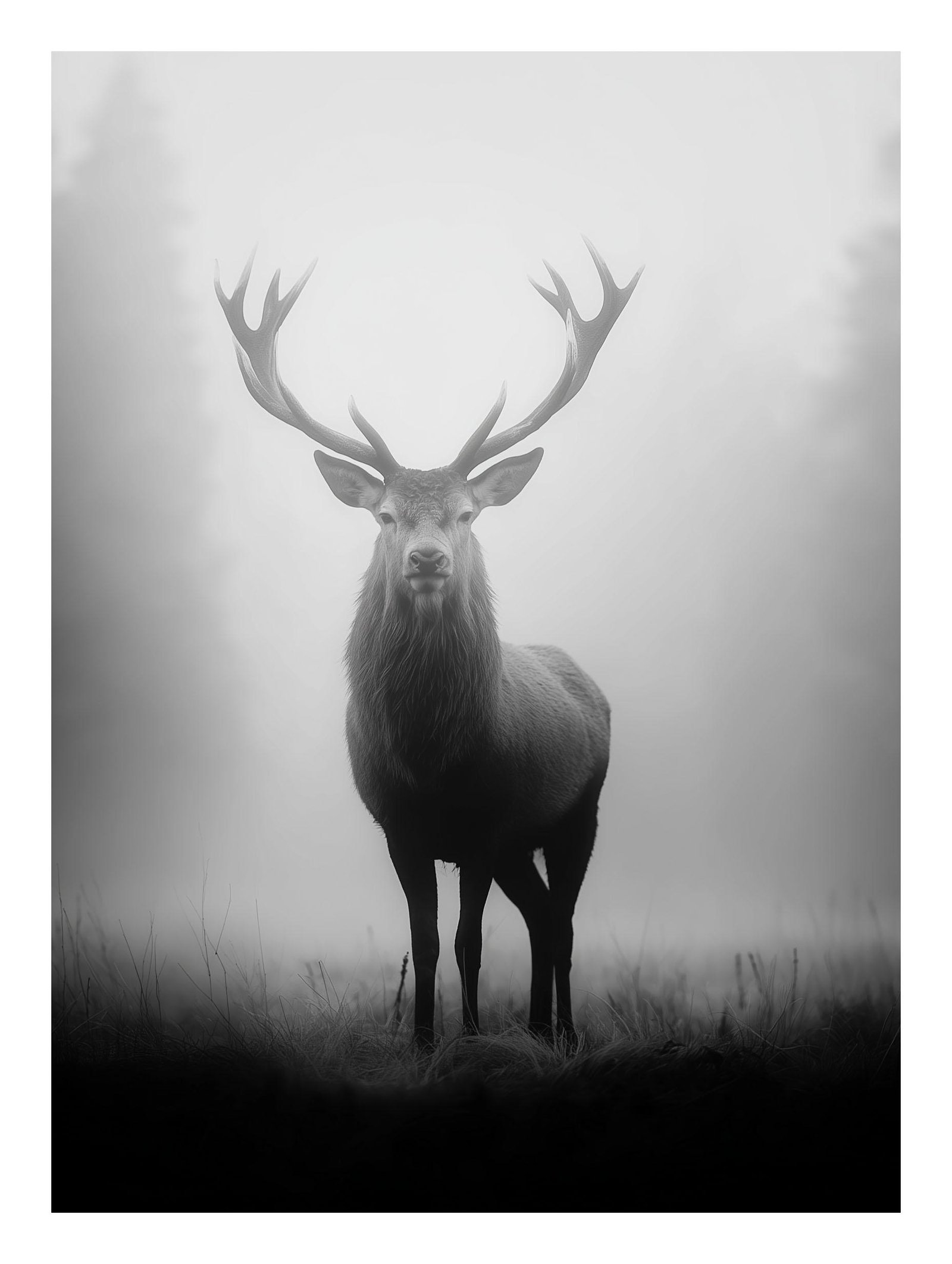 Monochrome Photography of Reindeer