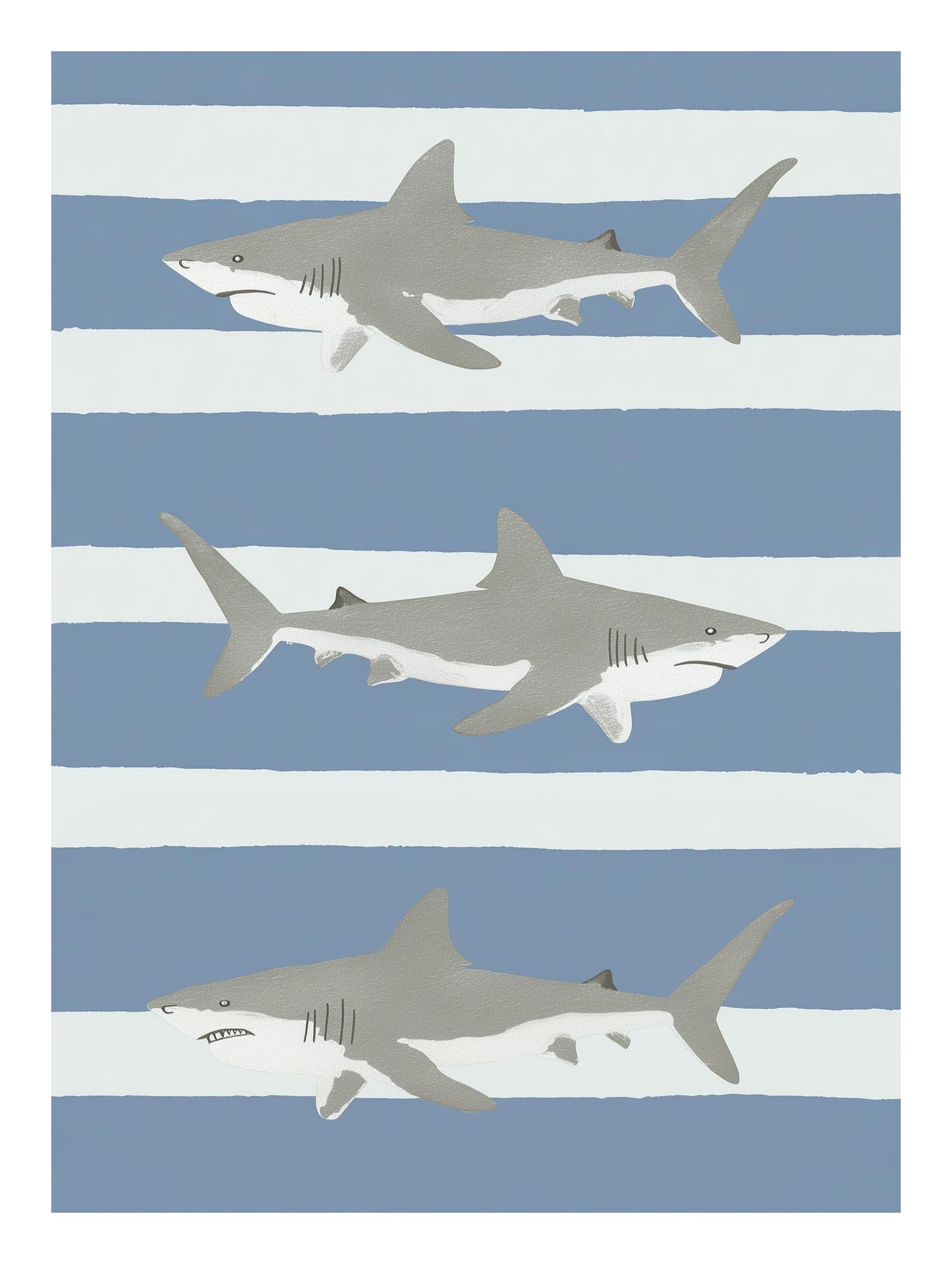 Three Sharks on Stripes