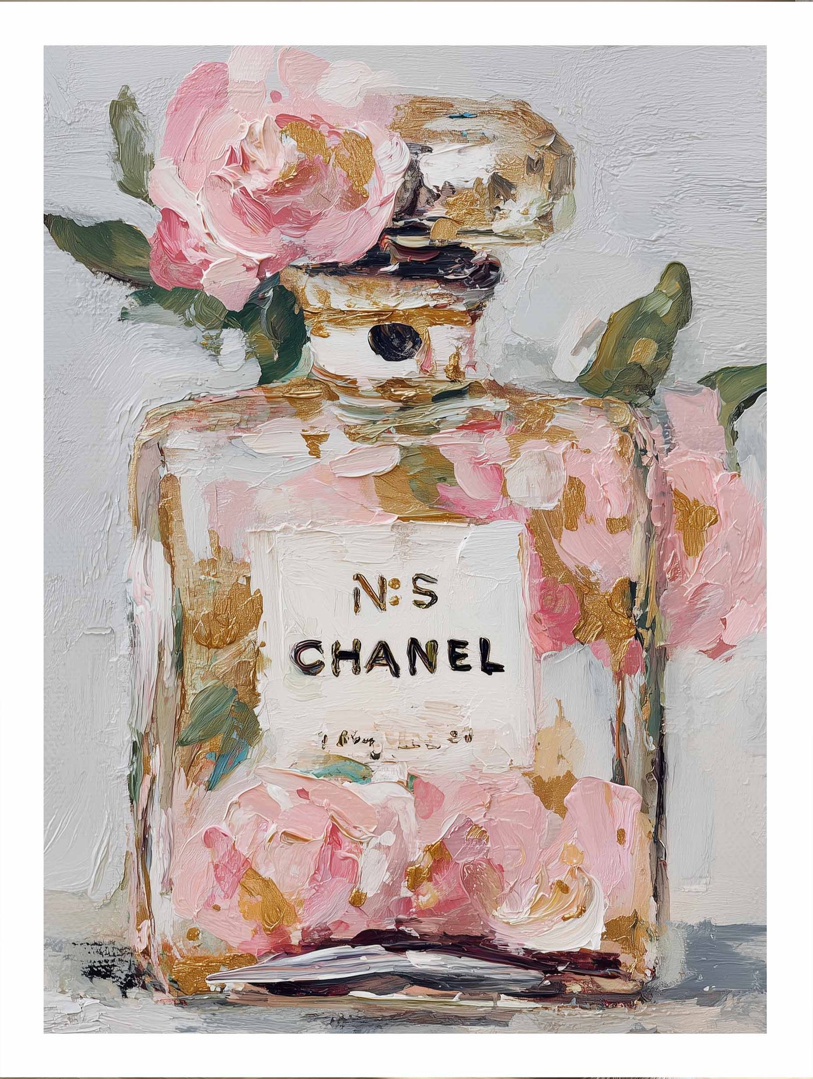 Classic perfume bottle with roses