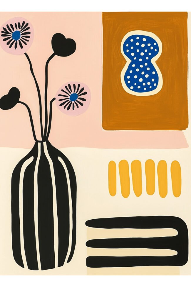 Vase with flowers in earthy tones