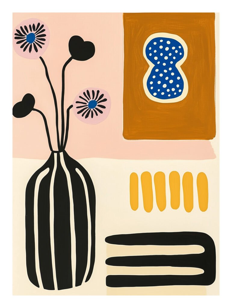 Vase with flowers in earthy tones