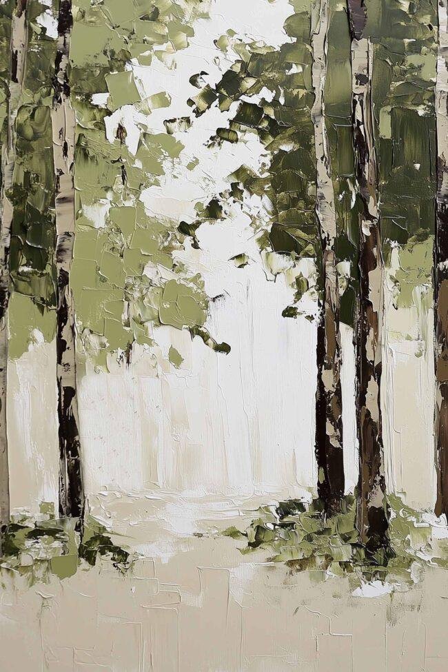 Birch forest with textured strokes