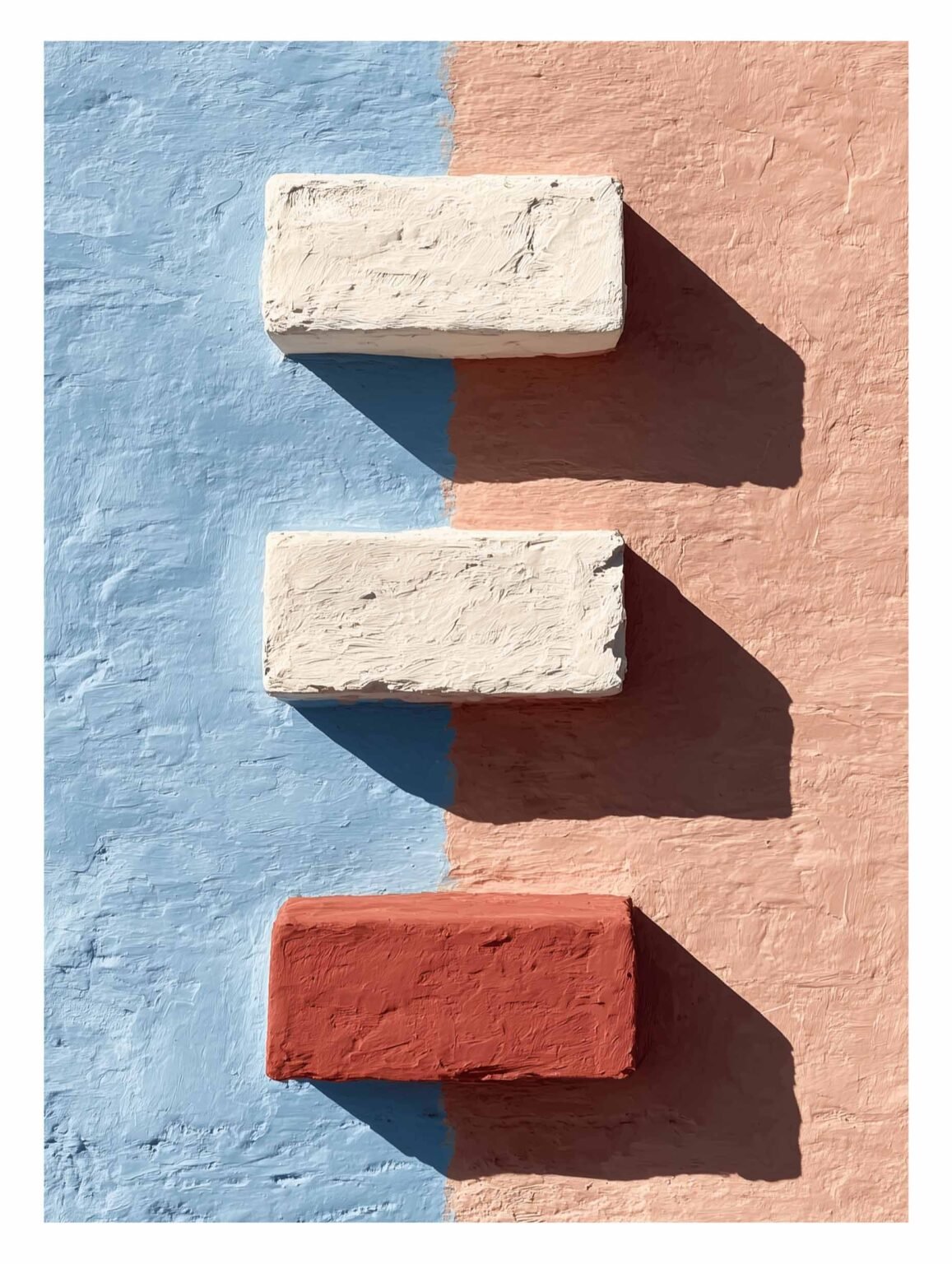 Three horizontal blocks with soft shadows