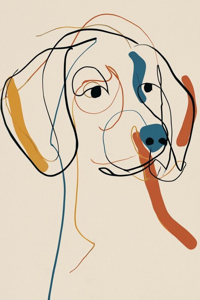 Minimalist dog illustration poster