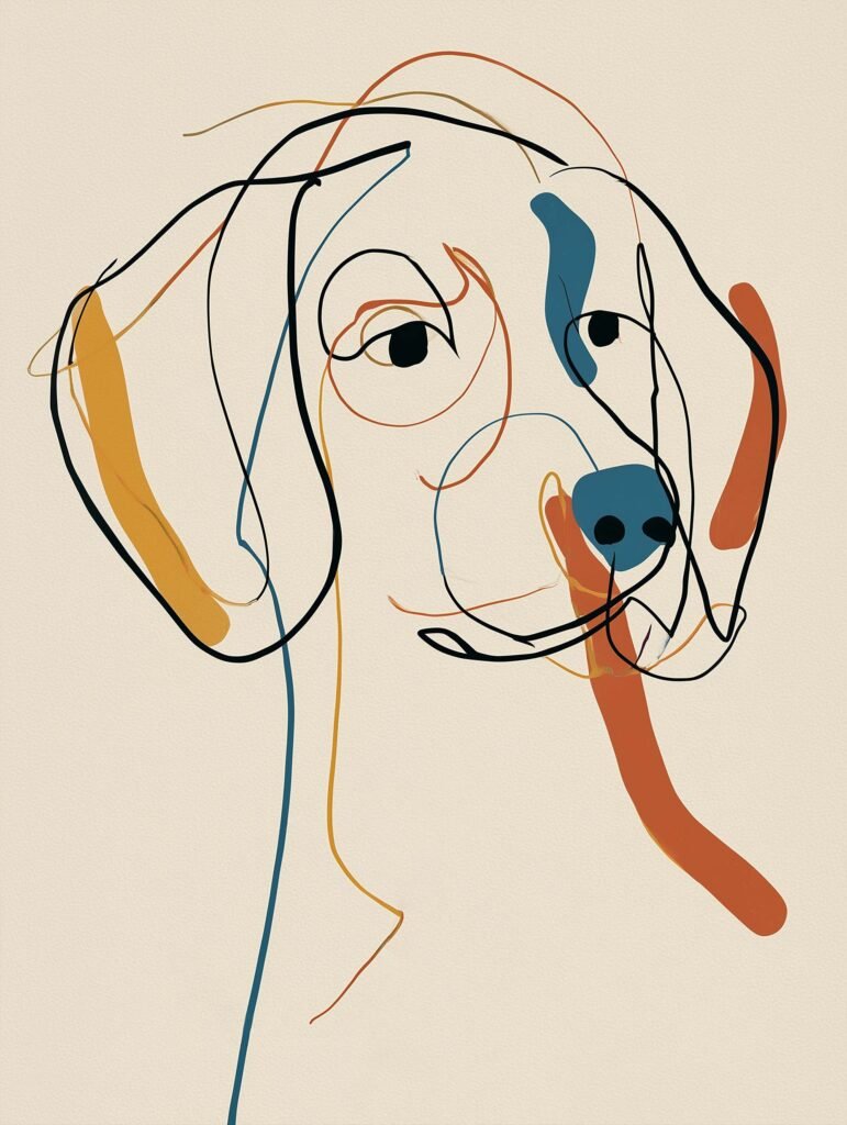 Minimalist dog illustration poster