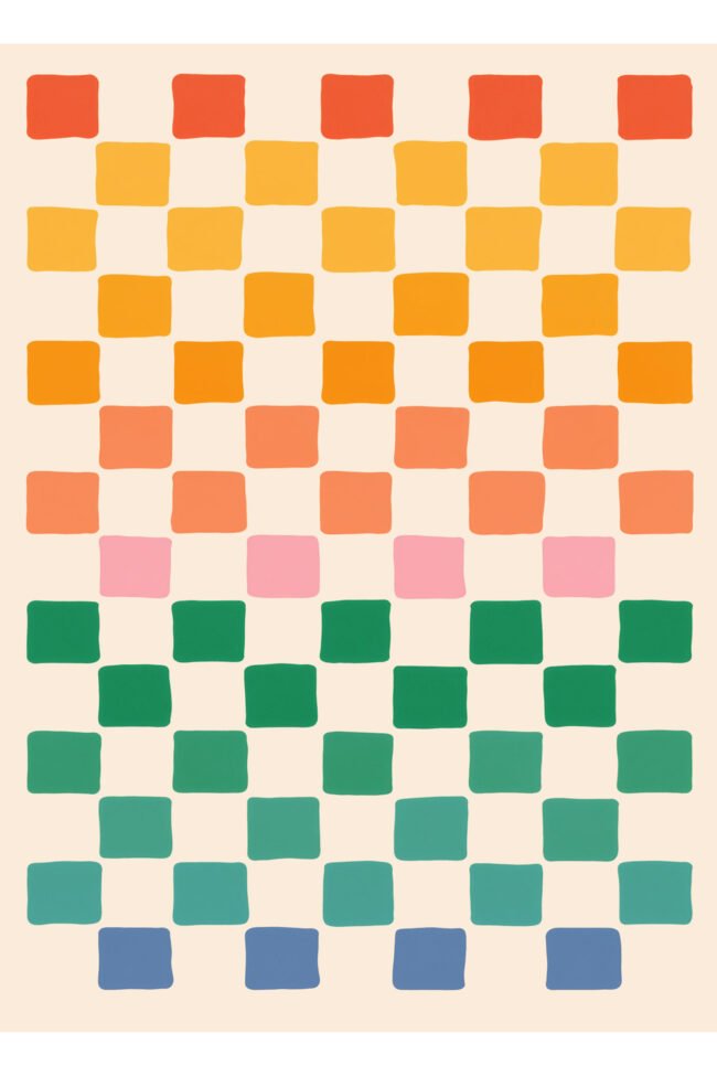 Minimalist checkered floor in warm tones