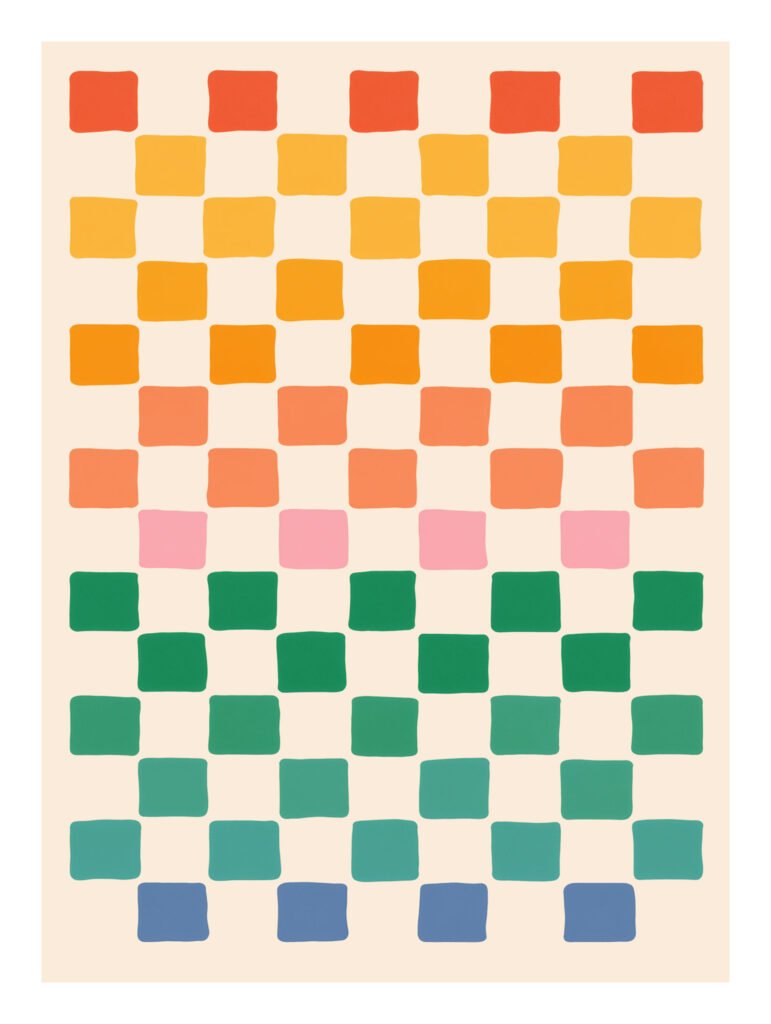 Minimalist checkered floor in warm tones