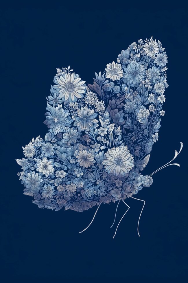 Poster of a butterfly formed from intricate blossoms