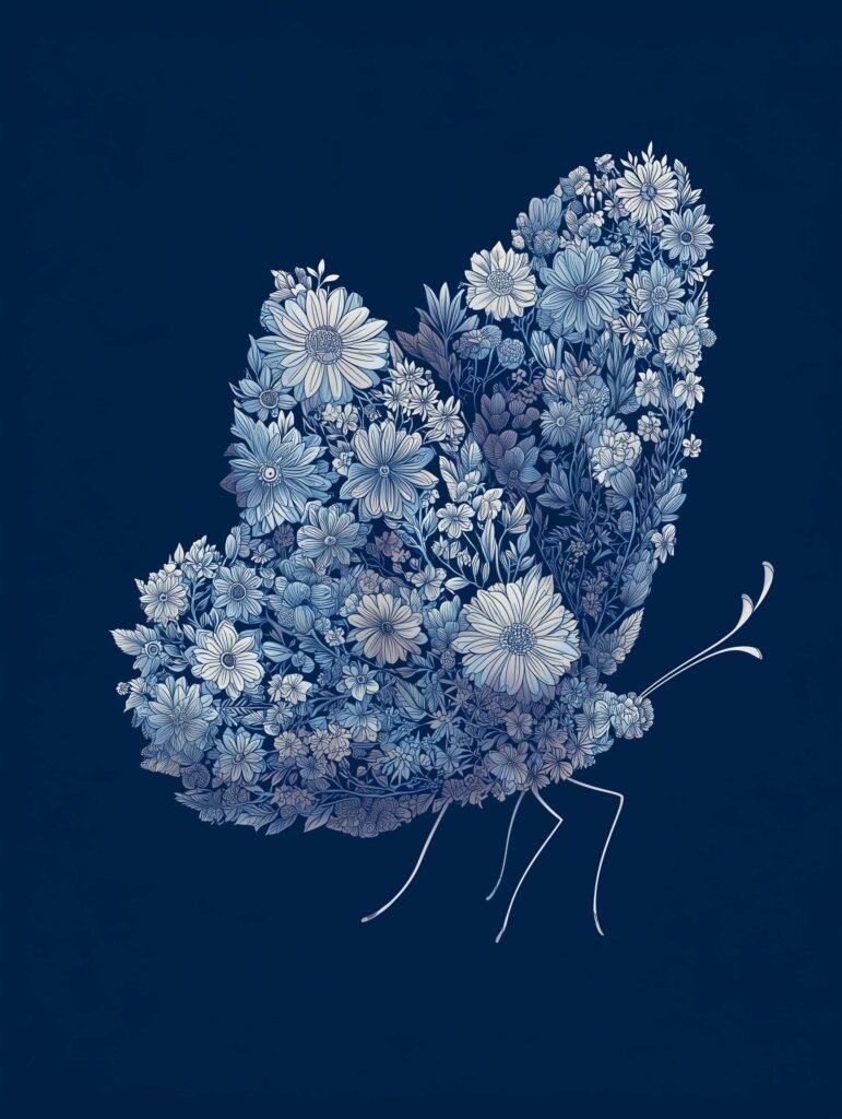 Poster of a butterfly formed from intricate blossoms