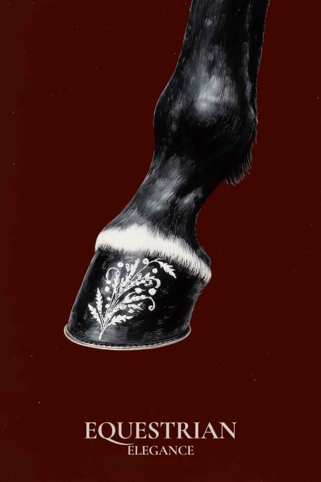 Poster of a black horse’s hoof with silver detailing
