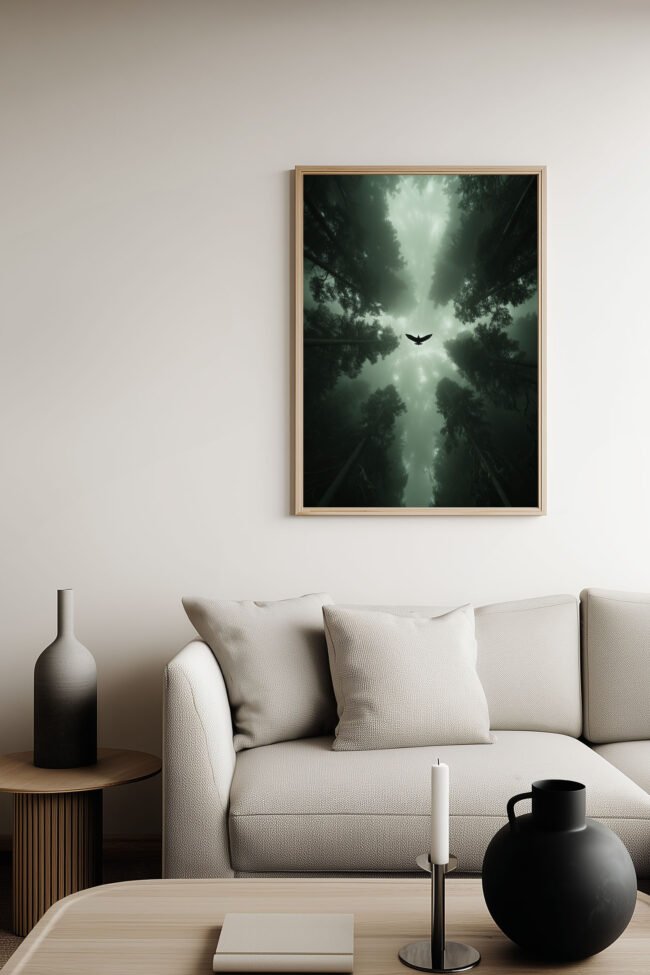 bird above trees mockup