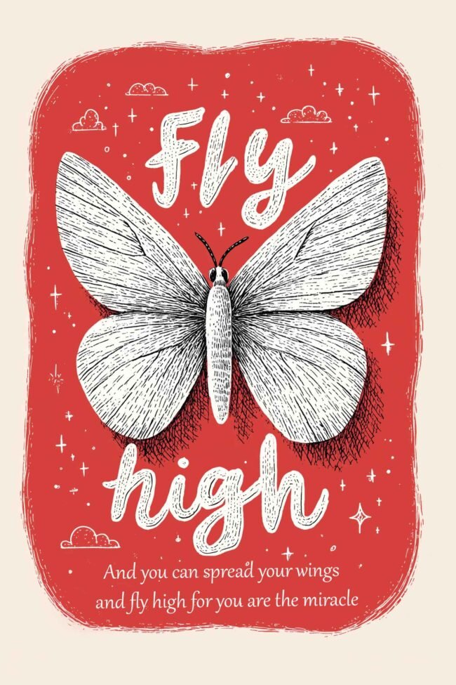 Inspirational butterfly illustration poster
