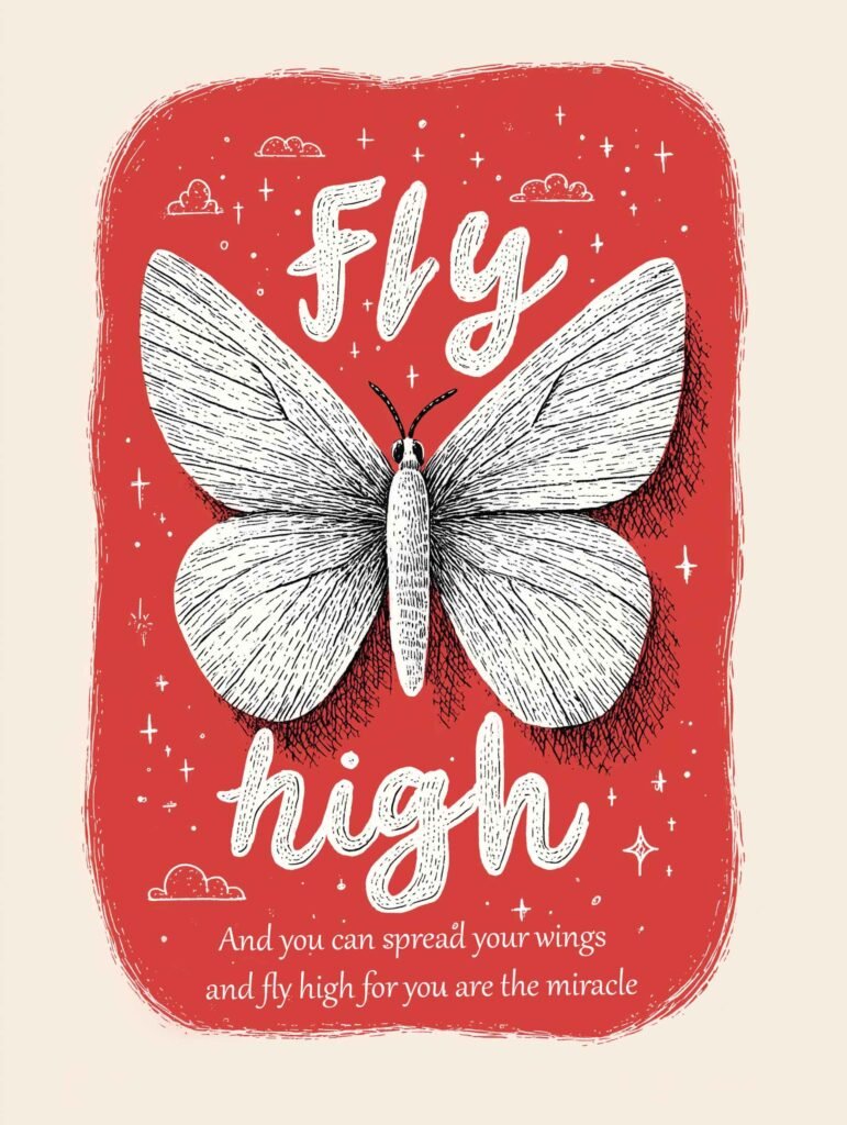 Inspirational butterfly illustration poster
