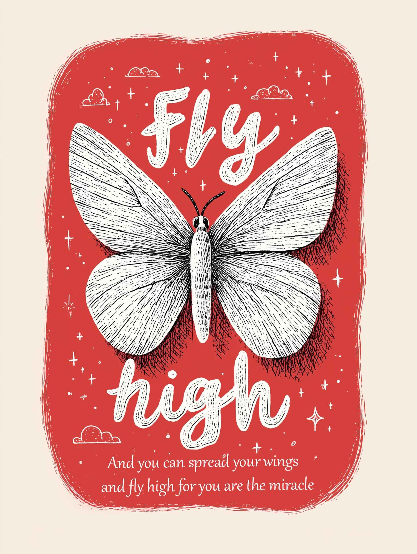 Inspirational butterfly illustration poster