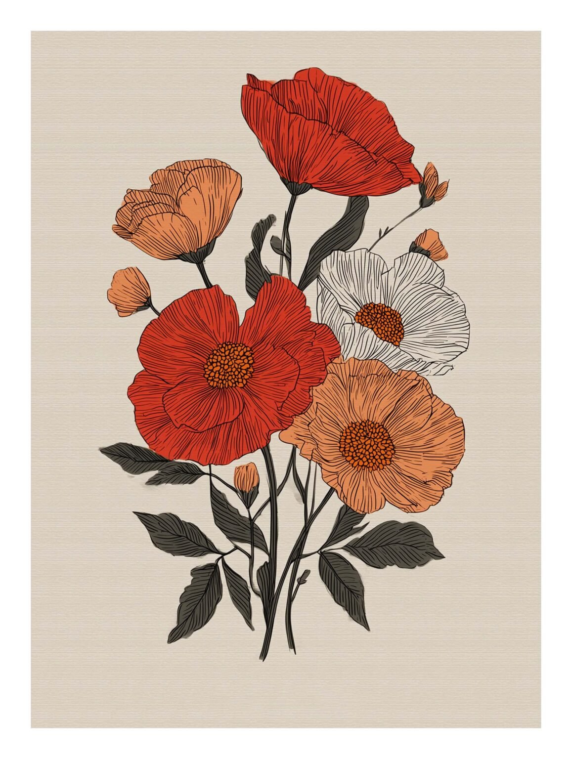 Vibrant hand-drawn flowers