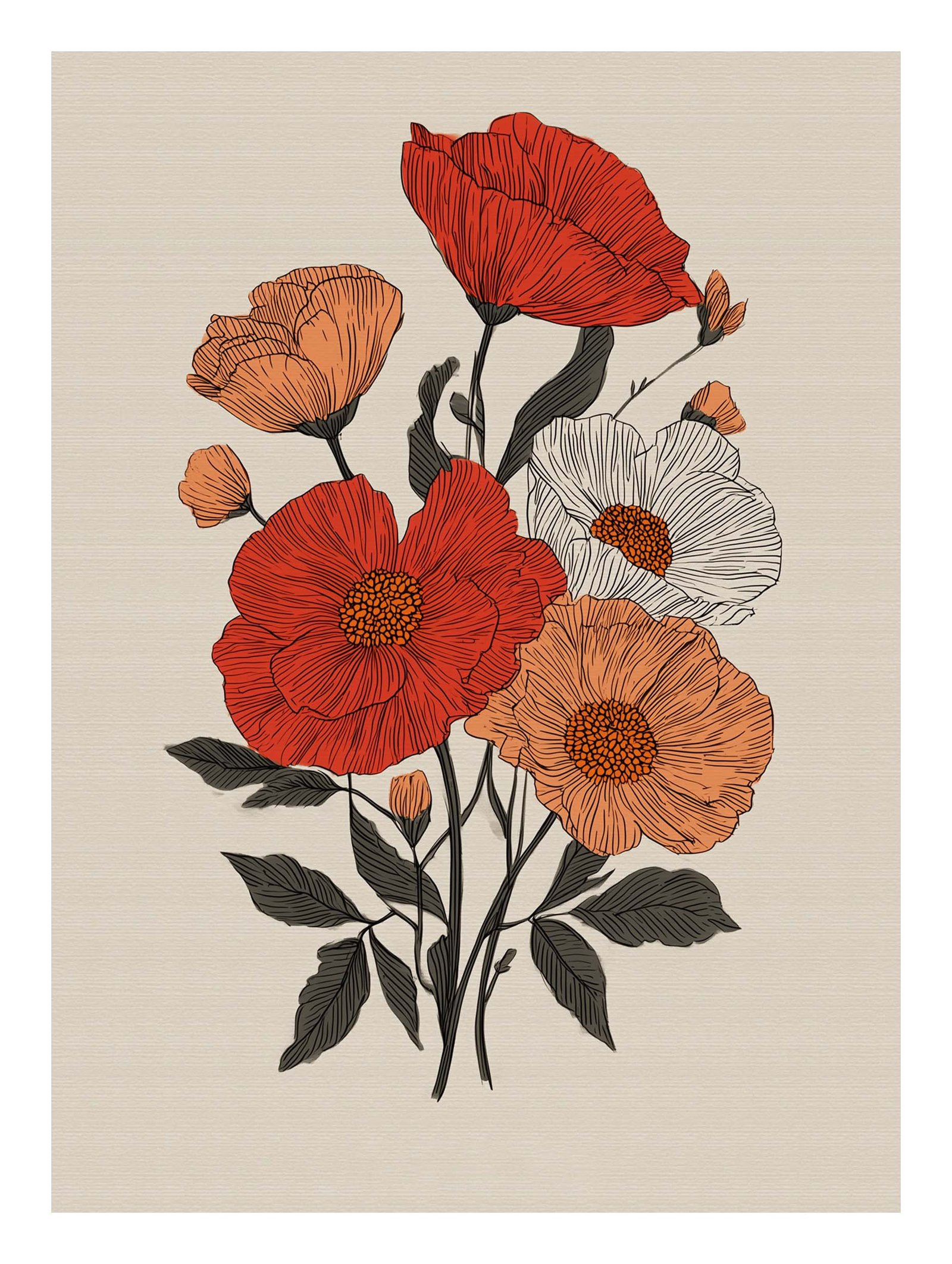 Vibrant hand-drawn flowers