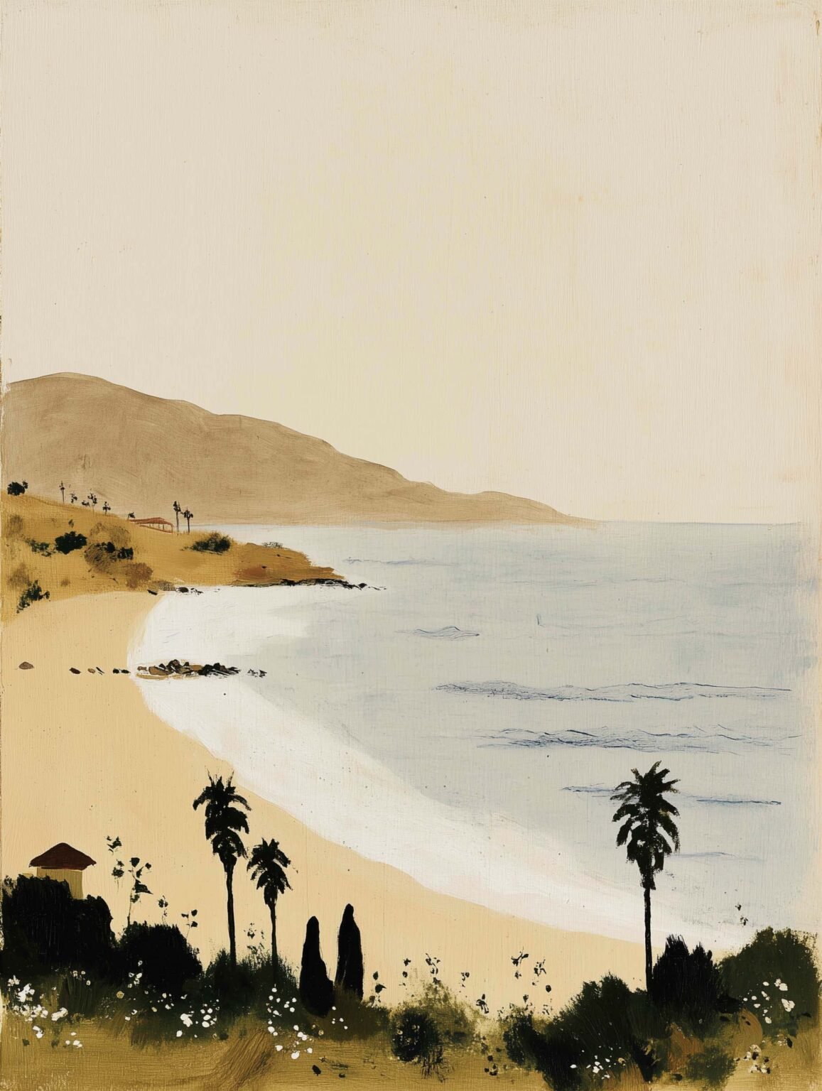 Coastal hills and palm trees poster 