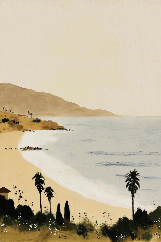 Coastal hills and palm trees poster 