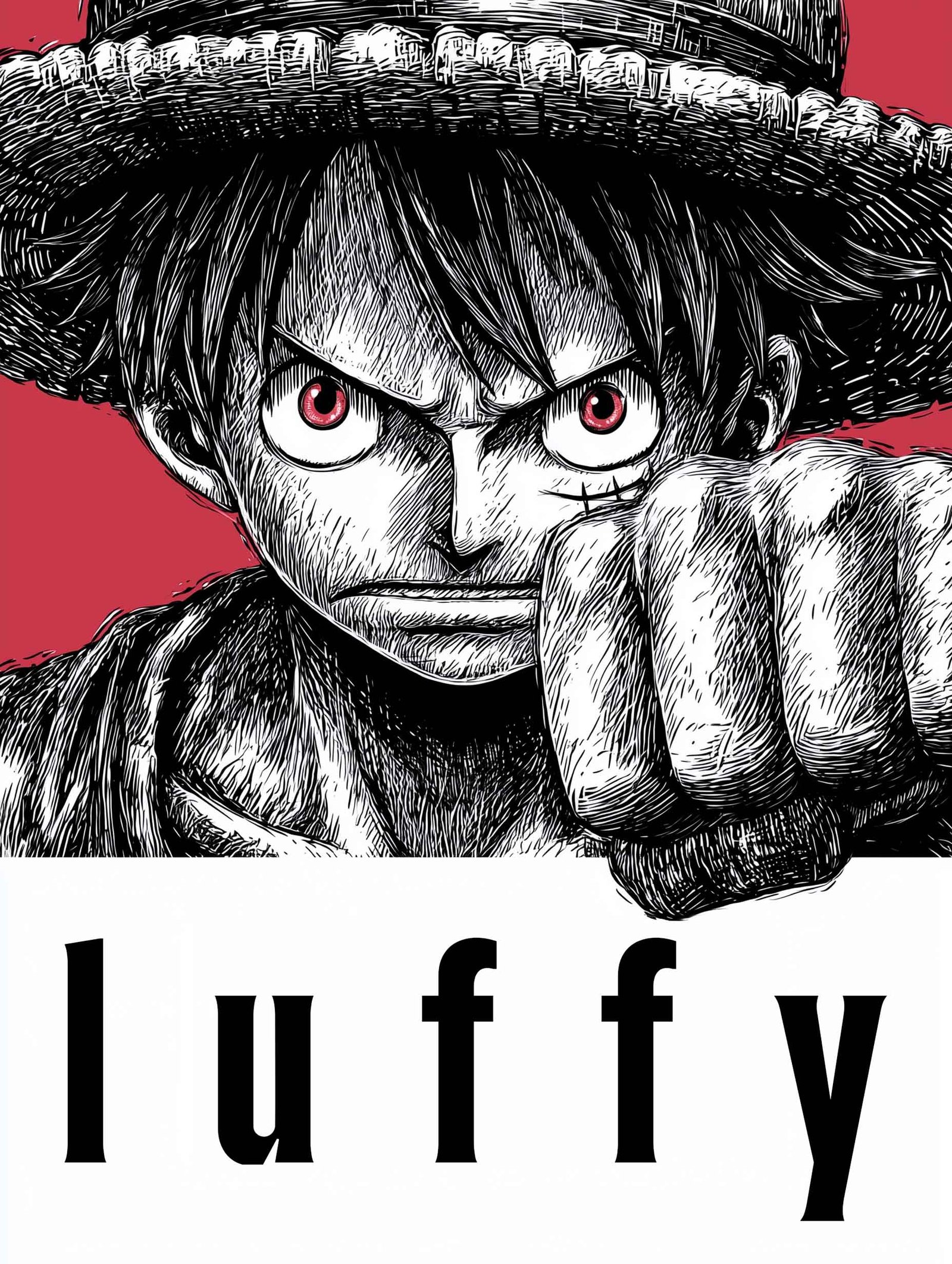 Illustration of an anime hero in bold detail