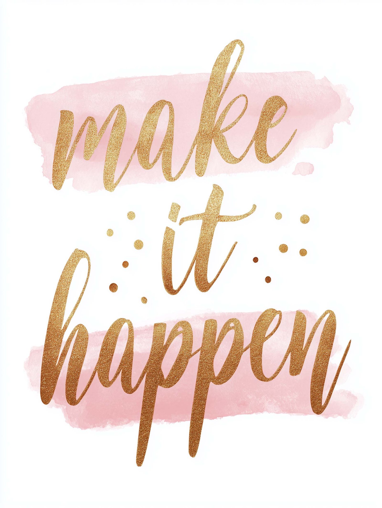 Poster with gold lettering on a soft pink background