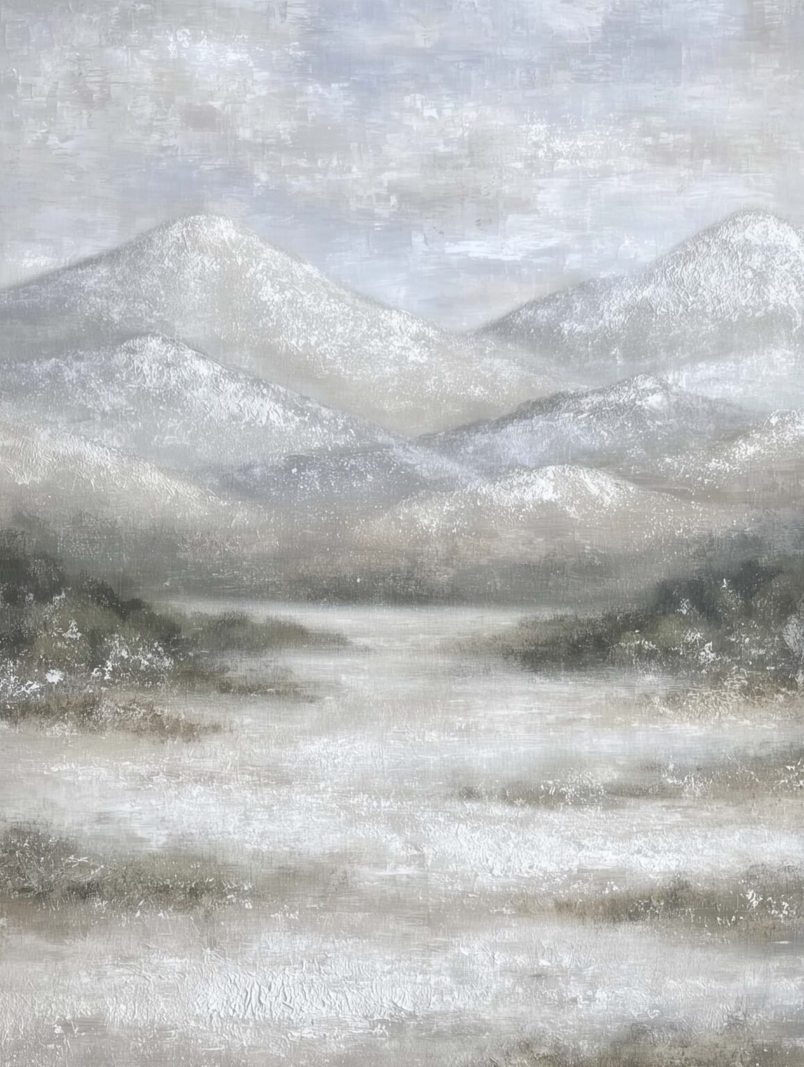 Poster of serene ink-wash inspired mountains
