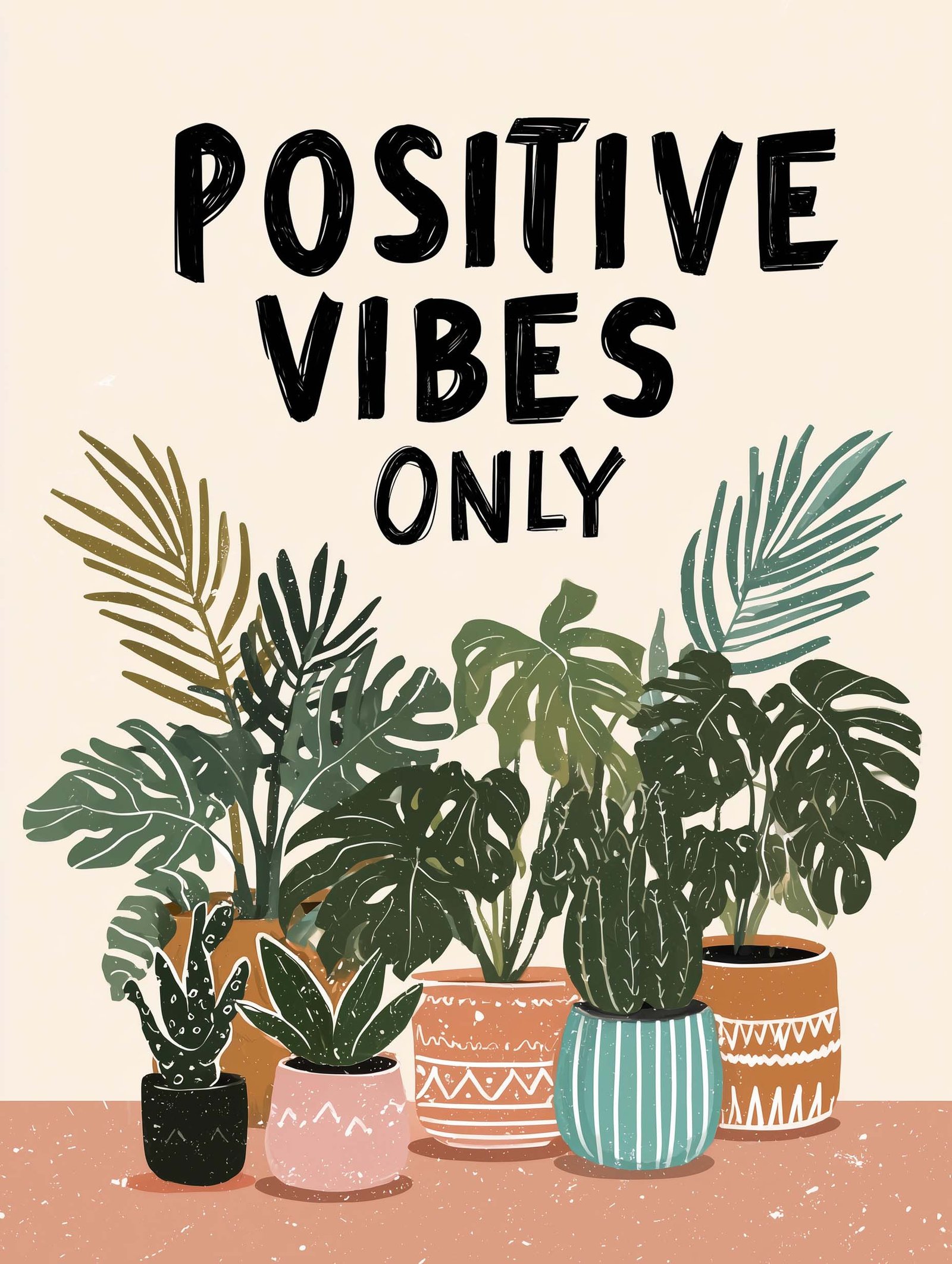 Bold text with hand-drawn plants