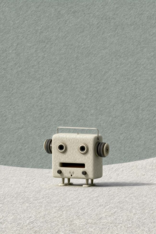 art featuring a vintage tape recorder