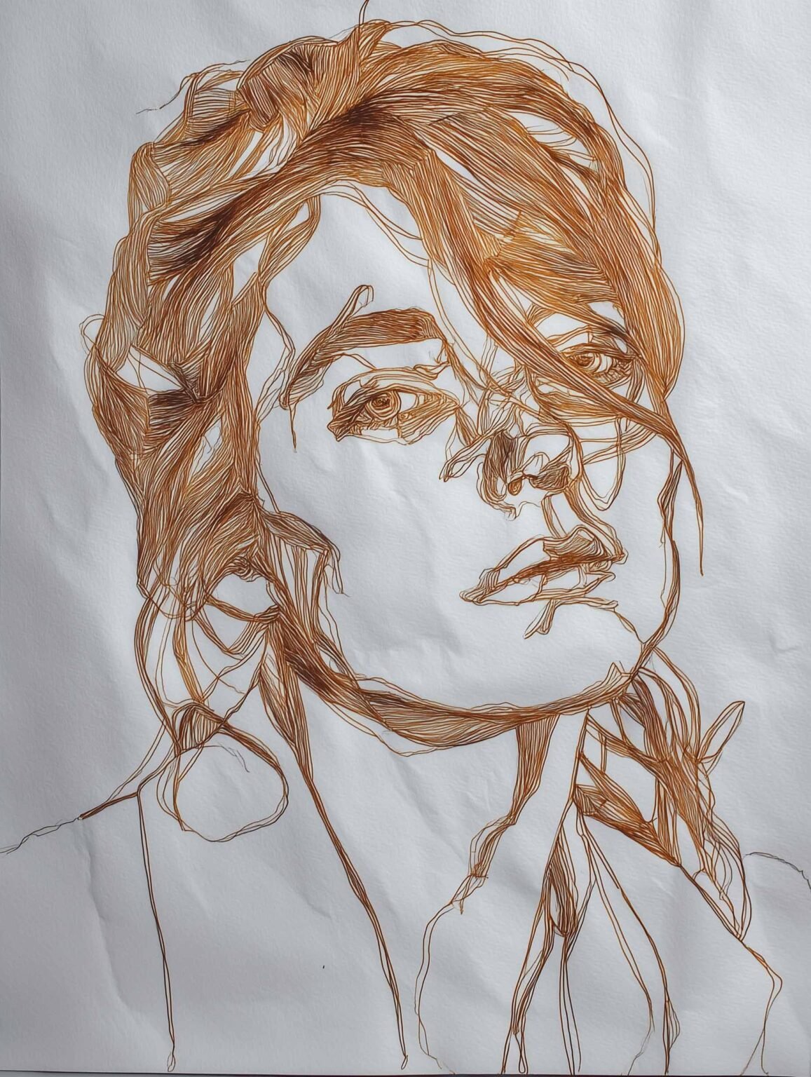 art portrait print drawn in a continuous line, set against a soft off-white background