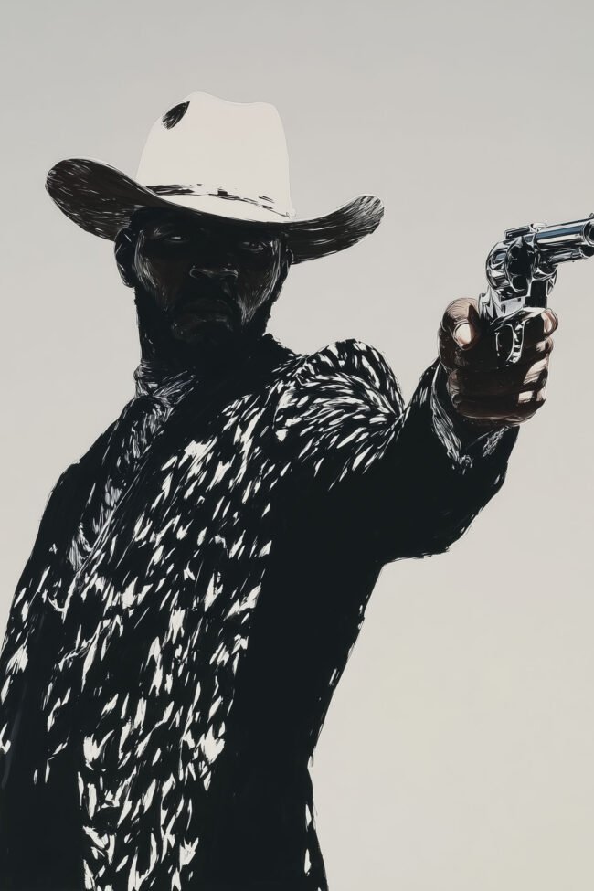 Cowboy in bold black brushstrokes