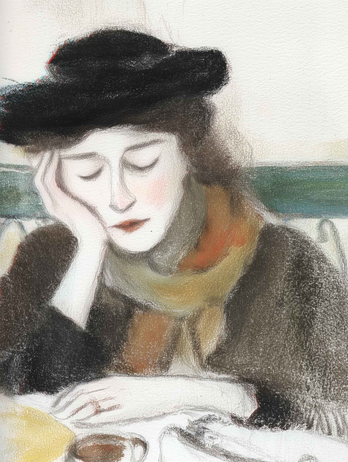 Poster of a contemplative woman reading