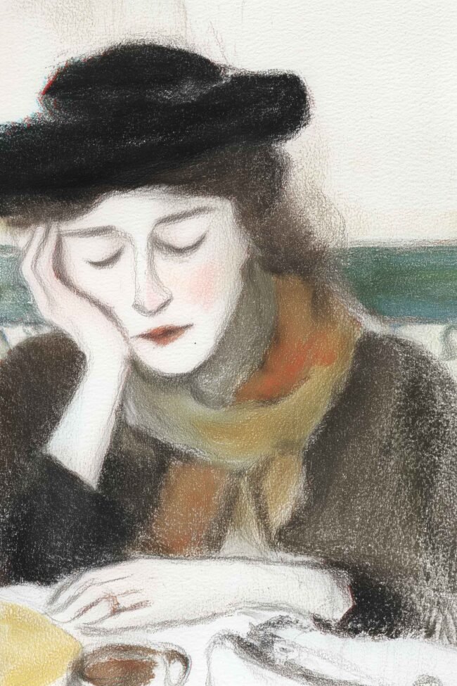 Poster of a contemplative woman reading