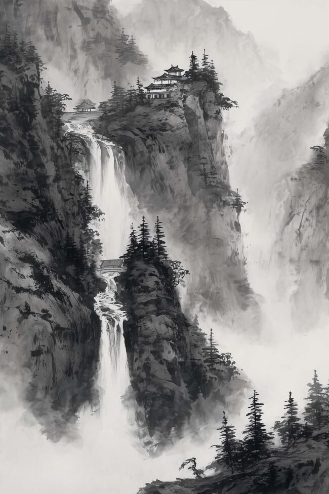 Black and white landscape poster