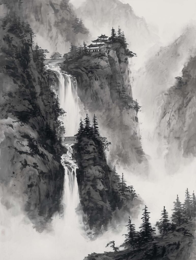 Black and white landscape poster