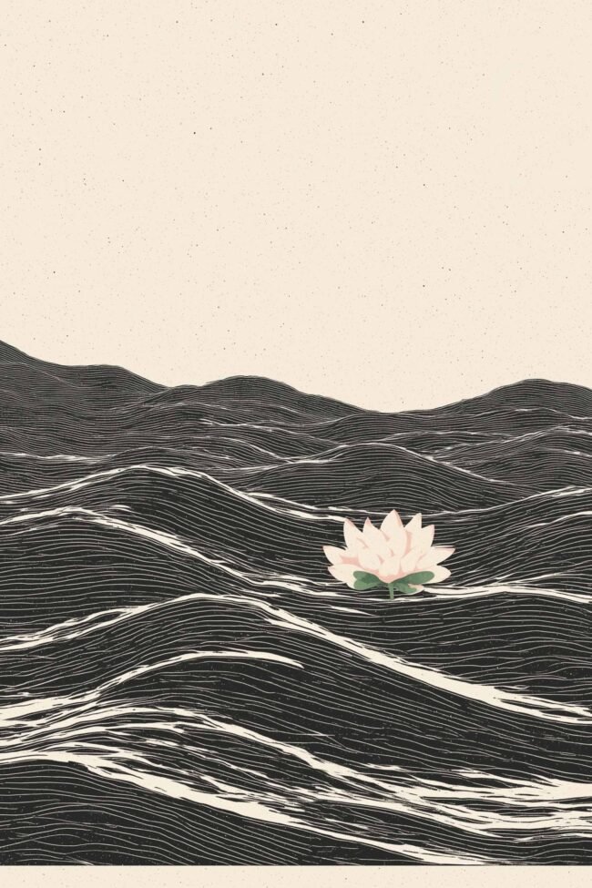Minimalist lotus and flowing waves