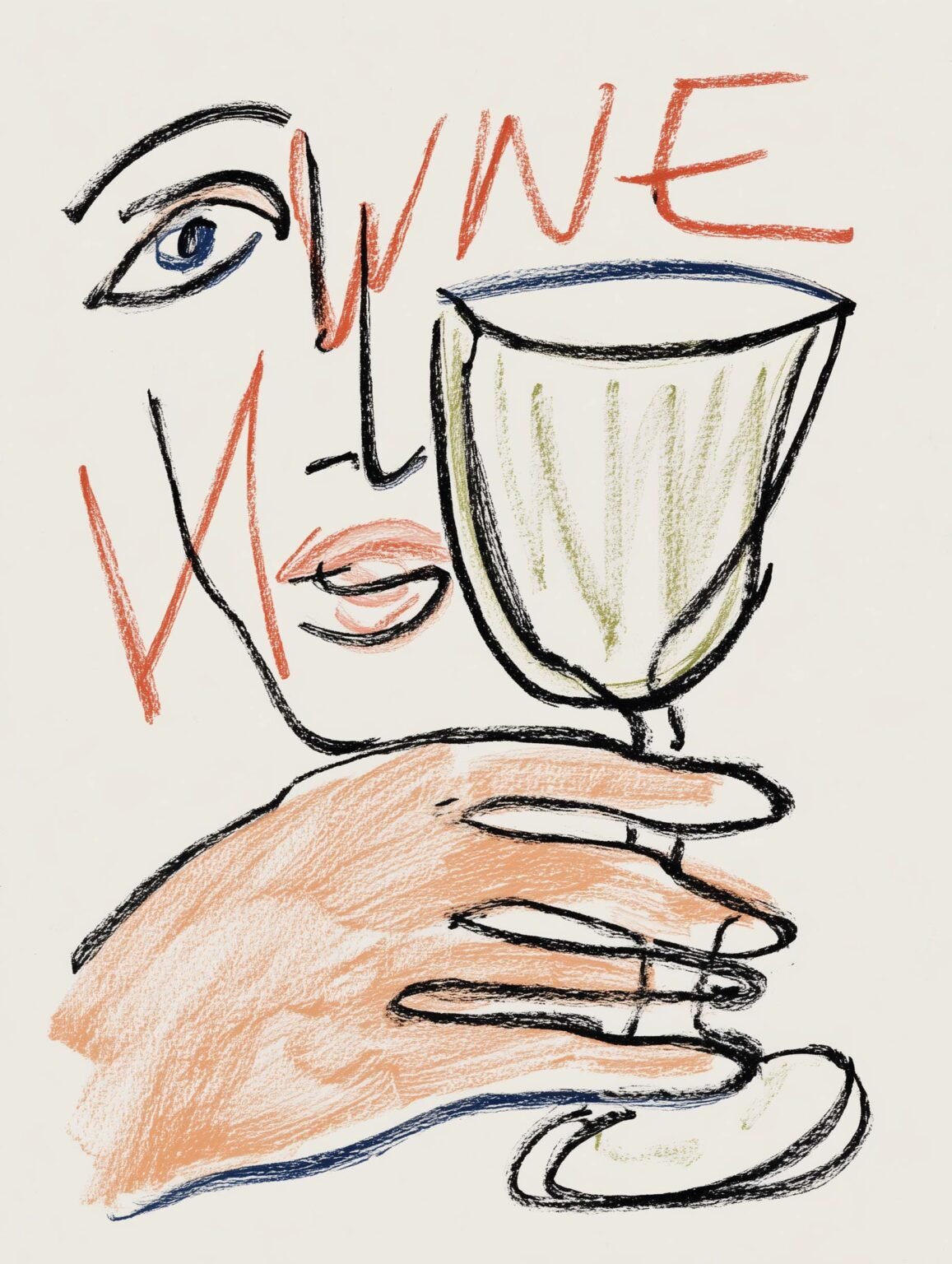 Playful poster of a hand holding a wine glass