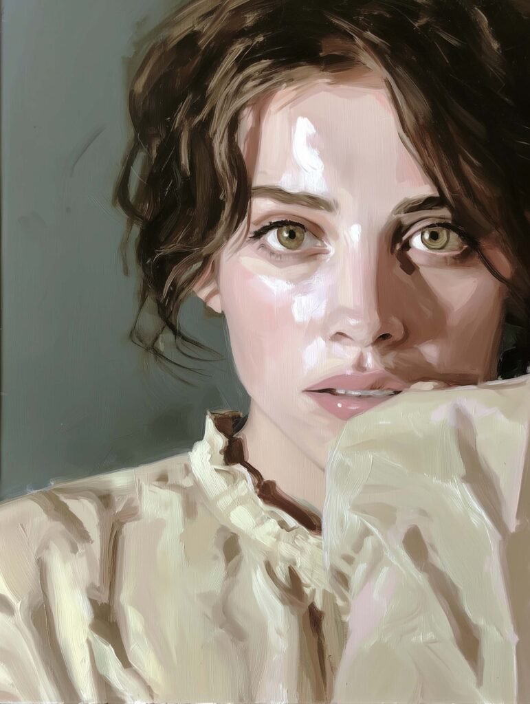 Oil-style portrait of a young woman