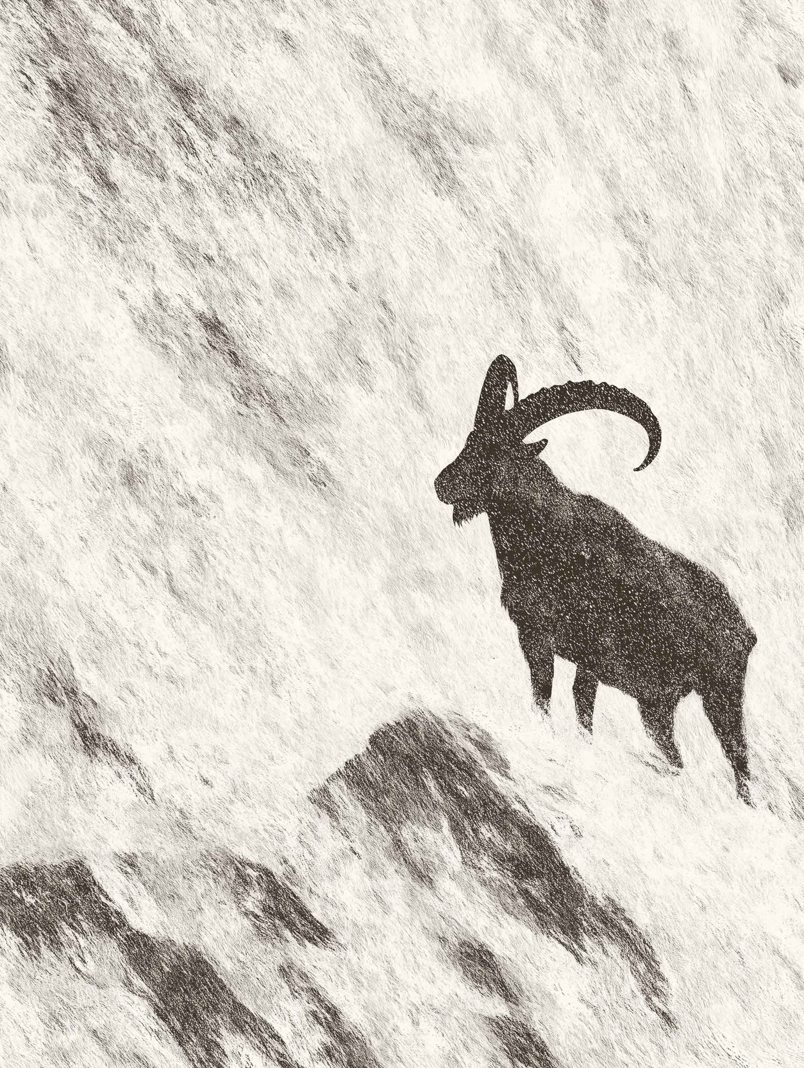 wild ibex goat on a snowy mountain peak