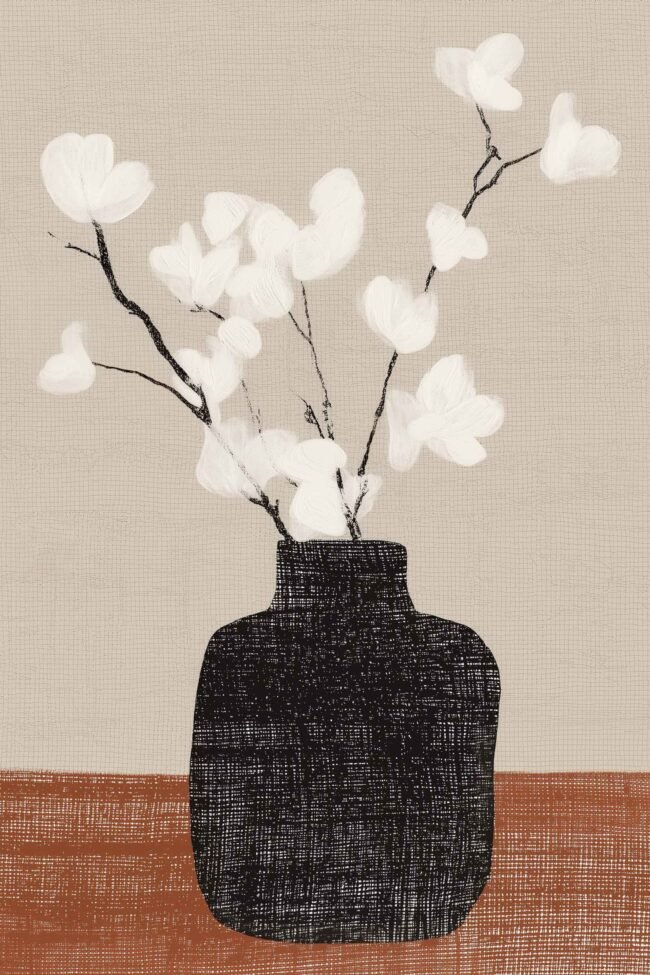 A serene floral study in soft earthy tones