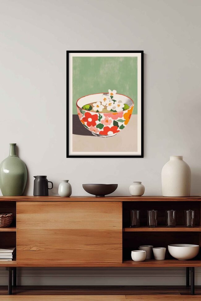 flower-patterned bowl mockup