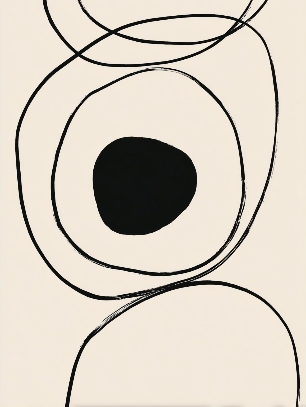 line art print with three overlapping black ellipses
