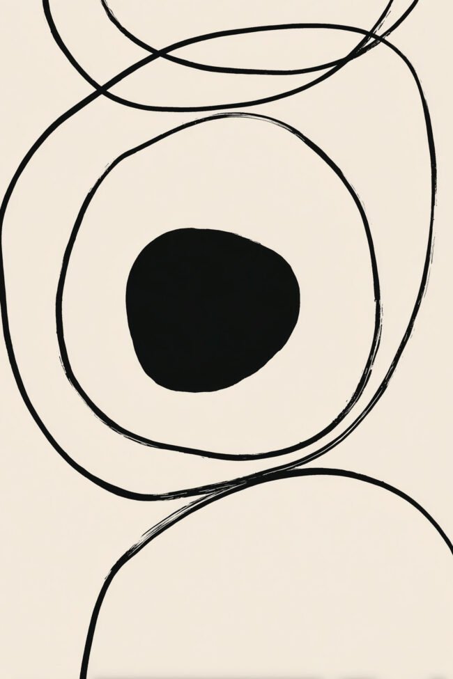 line art print with three overlapping black ellipses