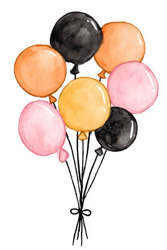 balloon bouquet in soft watercolor tones
