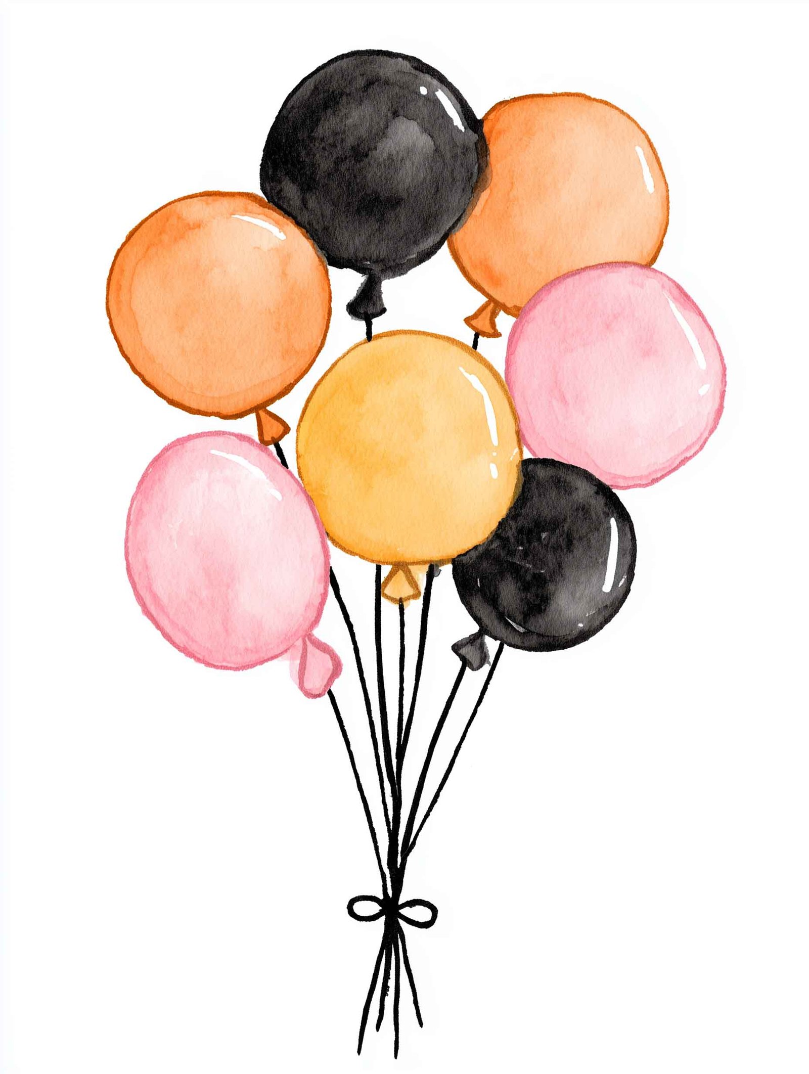 balloon bouquet in soft watercolor tones
