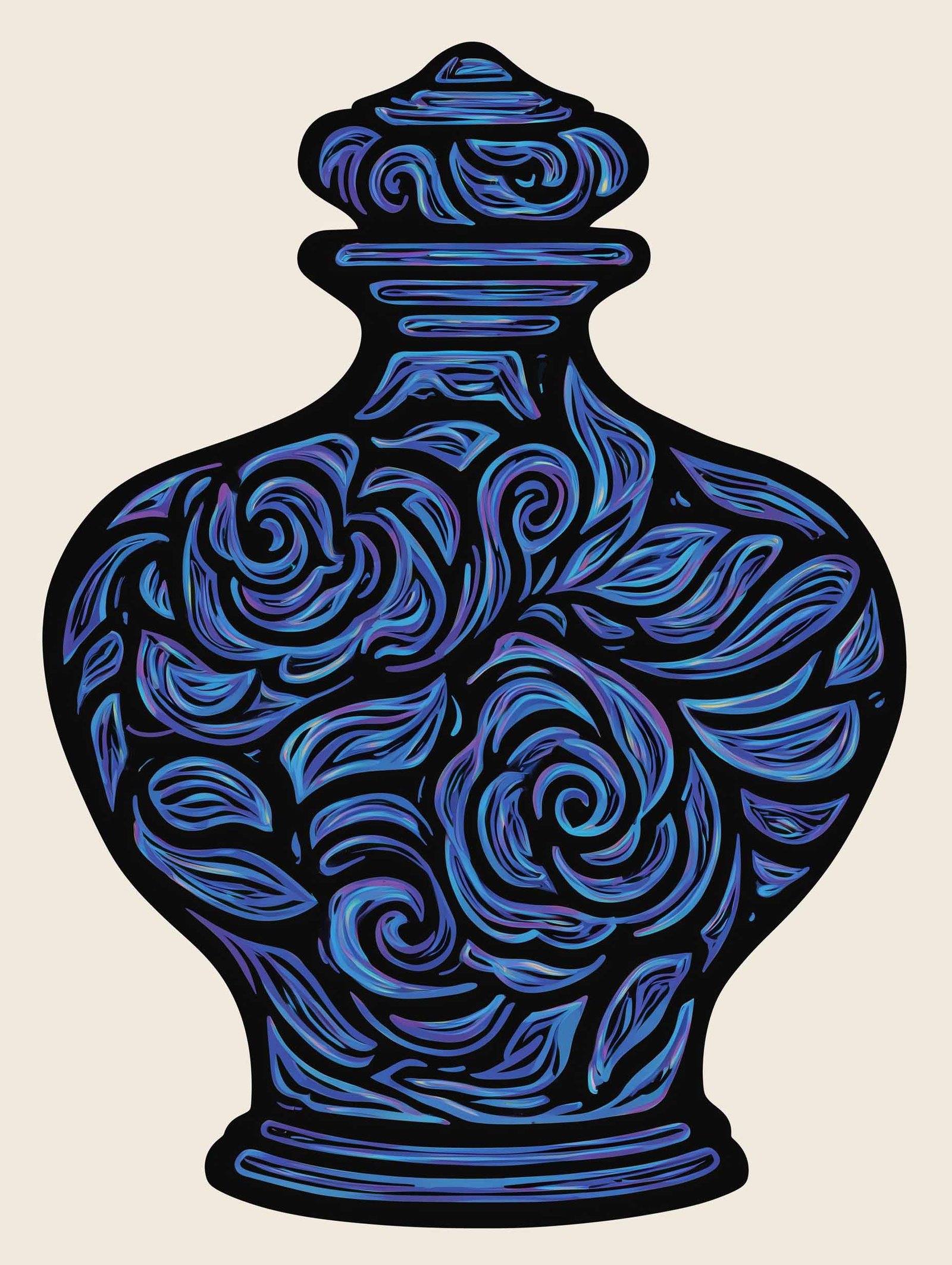 1960s–inspired art print with floral detail.