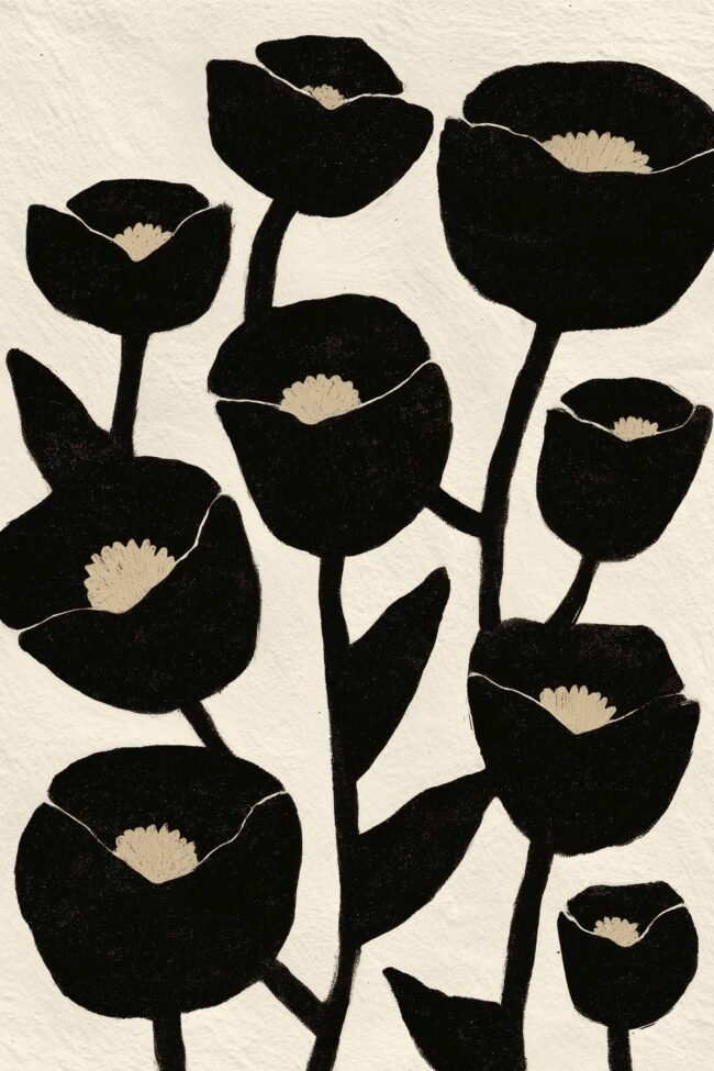 floral art poster with bold symmetry