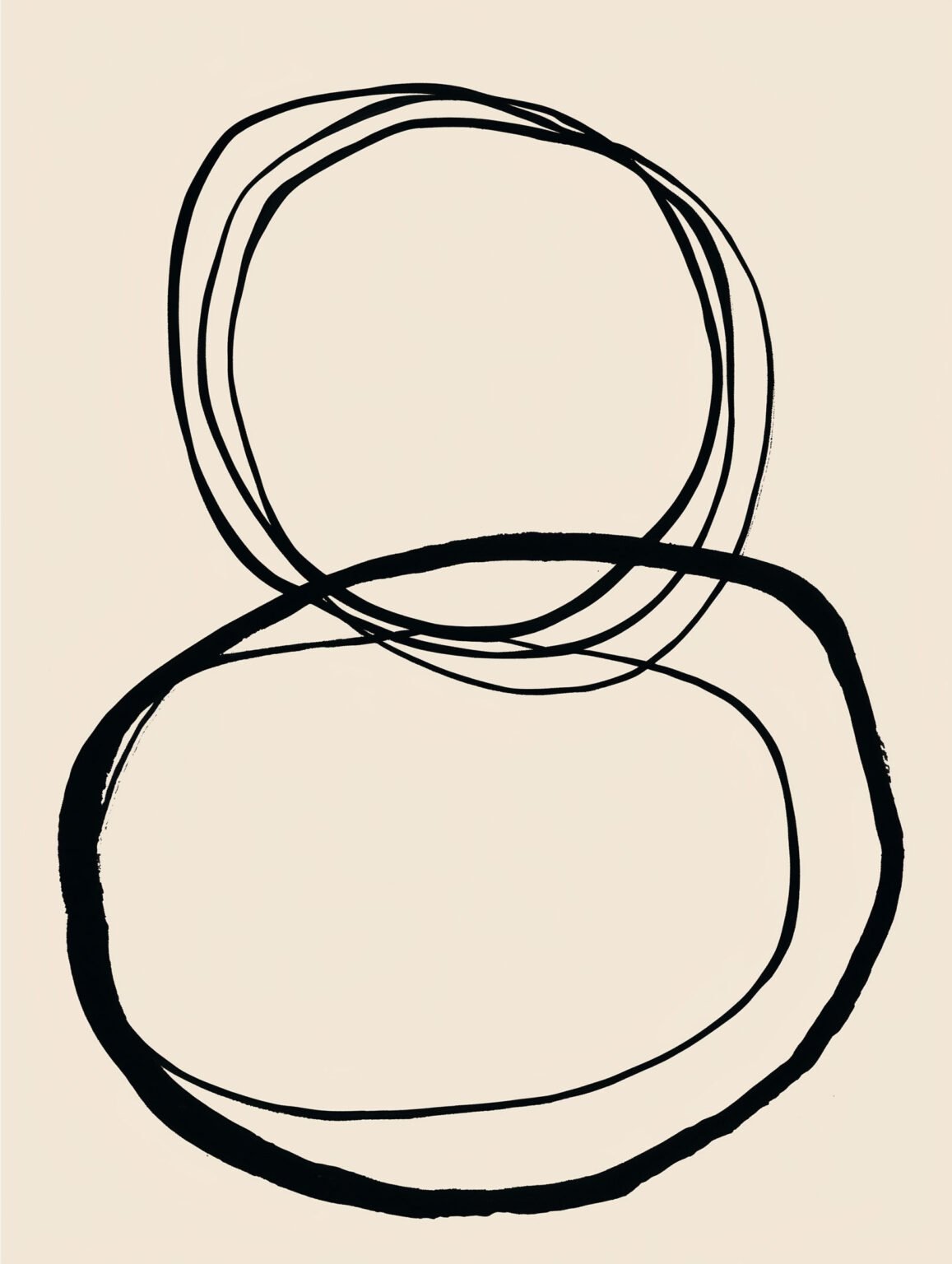 three intersecting ellipses in bold black ink