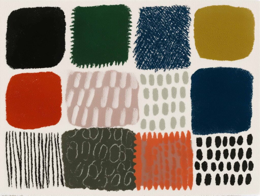 abstract geometric print with bold, modern shapes